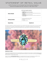 2.07ct Precision Cut Untreated Teal Oval Montana Sapphire Diamond-studded Sea Star Solitaire in 18k Yellow Gold