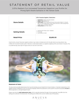 2.07ct Radiant Cut Untreated Tanzanian Sapphire Low Profile Six Prong Split Shank Solitaire in 14k Yellow Gold