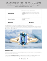 2.08ct Elongated Cushion Cut Sapphire Low Profile Six Prong Split Shank Solitaire in 14k Yellow Gold