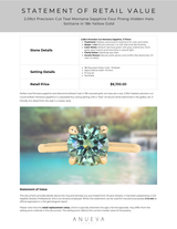2.09ct Precision Cut Teal Montana Sapphire Four Prong Hidden Halo Solitaire in 18k Yellow Gold