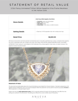 2.12ct Fancy Untreated Trillion White Sapphire Vine Frame Necklace in 14k Yellow Gold