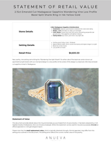 2.15ct Emerald Cut Madagascar Sapphire Wandering Vine Low Profile Bezel Split Shank Ring in 14k Yellow Gold
