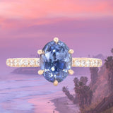 2.24ct Oval Purple Madagascar Sapphire Lotus Six Prong Solitaire with Diamonds in 18k Rose Gold