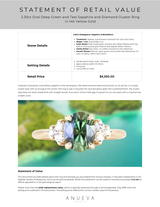 2.30ct Oval Deep Green and Teal Sapphire and Diamond Cluster Ring in 14k Yellow Gold