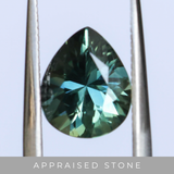 2.32CT AFRICAN PEAR SAPPHIRE, DEEP PARTI TEAL/PEACOCK, 9.28X7.5X5.25MM - APPRAISED STONE