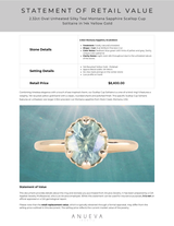 2.32ct Oval Unheated Silky Teal Montana Sapphire Scallop Cup Solitaire in 14k Yellow Gold