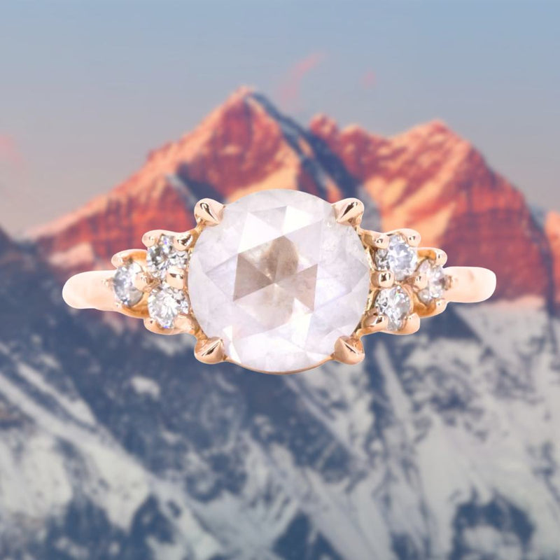 2.44ct White Rosecut Diamond Cluster ring in 18k Rose Gold