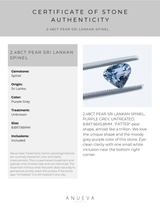 2.48CT PEAR SRI LANKAN SPINEL, PURPLE GREY, UNTREATED, 8.8X7.66MM
