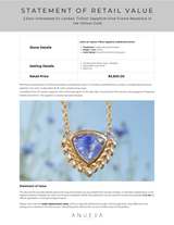 2.54ct Untreated Sri Lankan Trillion Sapphire Vine Frame Necklace in 14k Yellow Gold
