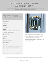 2.60CT EMERALD CUT MADAGASCAR SAPPHIRE, COLOR SHIFTING CHAMPAGNE TO MINT GREEN GREY, 8.22X6.57X4.83MM EARLY ACCESS
