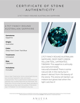 2.70CT FANCY ROUND AUSTRALIAN SAPPHIRE, DEEP PARTI GREEN YELLOW TEAL, UNTREATED, 7.8X5MM