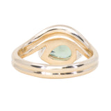 2.86ct Untreated Seafoam Pear Madagascar Sapphire Prong Set Ripple Contour Solitaire in 14k Yellow Gold