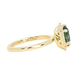 2.32ct Oval Teal Songean Sapphire Antique-Style Diamond Halo Ring in 18k Yellow Gold