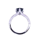 2.12ct Blue Montana Sapphire Diamond-Studded Tapered Solitaire in 14k White Gold