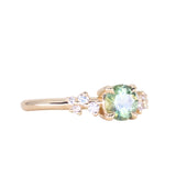0.72ct Green Tanzanian Sapphire and Diamond Starry Night Low Profile Solitaire in 14k Yellow Gold