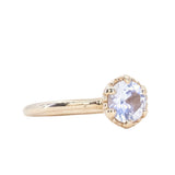 1.18ct Round Silky White-Glowing Precision Cut Sapphire Scallop Cup Solitaire in 14k Yellow Gold