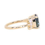 4.42ct Oval Blue Madagascar Sapphire in Wandering Vine Low Profile 4 Prong Setting with Diamonds in 14k Yellow Gold