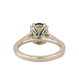 2.30ct Oval Green Madagascar Sapphire and Diamond Vintage Cathedral Four Prong Ring in 14k Yellow Gold