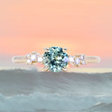 0.99ct Light Blue Green Parti Montana Sapphire and Diamond Starry Night Low Profile Solitaire in 14k Yellow Gold