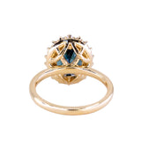 4.14ct Untreated Oval Nigerian Sapphire Antique-Style Diamond Halo Ring in 18k Yellow Gold