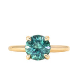 2.38ct Untreated GIA Round Montana Sapphire Four Prong Hidden Halo Solitaire in 18k Yellow Gold