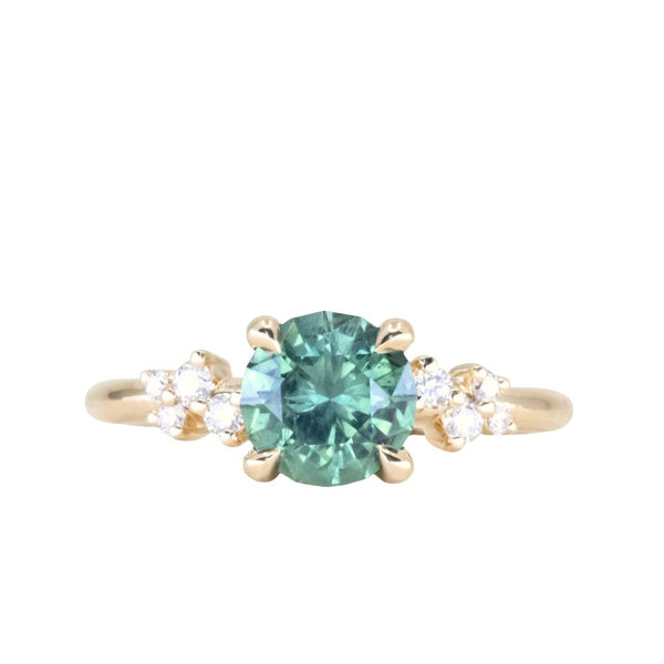 1.43ct Tanzanian Sapphire and Diamond Starry Night Low Profile Solitaire in 14k Yellow Gold