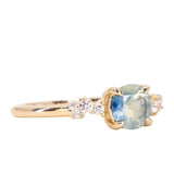 0.98ct Bicolor White Blue Sapphire and Diamond ring in 14k Yellow Gold