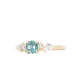 0.57ct Round Untreated Australian Light Teal Sapphire and Diamond Starry Night Low Profile Solitaire in 14k Yellow Gold