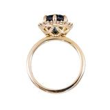 4.14ct Untreated Oval Nigerian Sapphire Antique-Style Diamond Halo Ring in 18k Yellow Gold