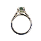 2.30ct Oval Green Madagascar Sapphire and Diamond Vintage Cathedral Four Prong Ring in 14k Yellow Gold