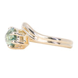 2.86ct Untreated Seafoam Pear Madagascar Sapphire Prong Set Ripple Contour Solitaire in 14k Yellow Gold