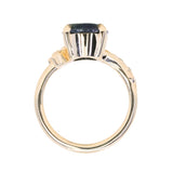 4.42ct Oval Blue Madagascar Sapphire in Wandering Vine Low Profile 4 Prong Setting with Diamonds in 14k Yellow Gold