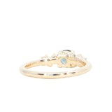 0.57ct Round Untreated Australian Light Teal Sapphire and Diamond Starry Night Low Profile Solitaire in 14k Yellow Gold