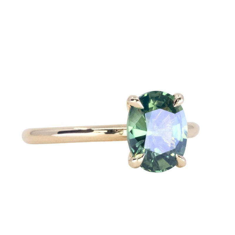 2.19ct Untreated Seafoam Oval Madagascar Sapphire Classic 4 Prong Solitaire in 14k Yellow Gold