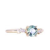 0.99ct Light Blue Green Parti Montana Sapphire and Diamond Starry Night Low Profile Solitaire in 14k Yellow Gold