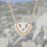 2.12ct Fancy Untreated Trillion White Sapphire Vine Frame Necklace in 14k Yellow Gold