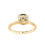 2.38ct Untreated GIA Round Montana Sapphire Four Prong Hidden Halo Solitaire in 18k Yellow Gold