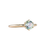 1.05ct Round Precision Cut Light Blue Montana Sapphire Lotus Solitaire in 14k Yellow Gold