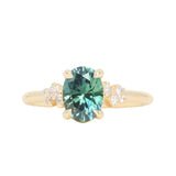 1.64ct Teal Blue Oval Montana Sapphire and Diamond Starry Night Stackable Solitaire in 14k Yellow Gold