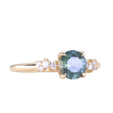 1.31ct Round Teal Blue Montana Sapphire and Diamond Starry Night Low Profile Solitaire in 14k Yellow Gold