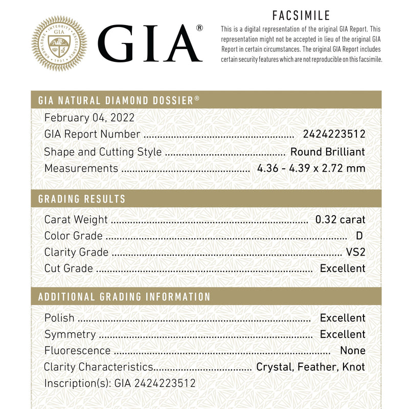 0.32ct 4.36x4.39x2.72mm GIA VS2 D Round Brilliant 🇨🇦 21381-01