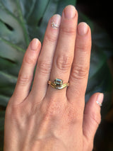 1.65ct Emerald Cut Color Shifting Madagascar Sapphire Prong Set Ripple Contour Solitaire in 14k Yellow Gold