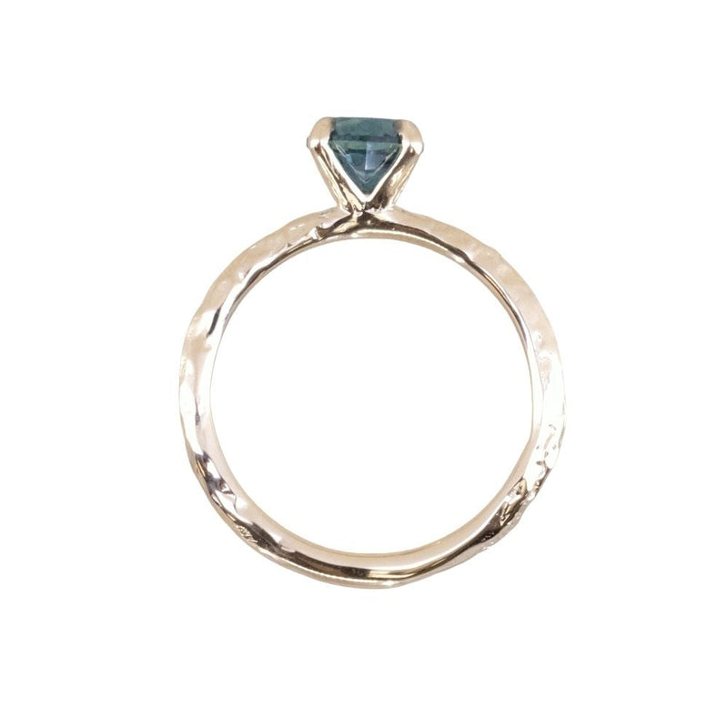 1.21ct Round Blue Precision Cut Montana Sapphire Evergreen Carved 4 Prong Solitaire in 14k Yellow Gold