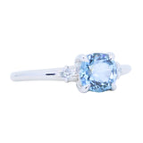 1.66ct Untreated Old Mine Cut Montana Sapphire and Princess Cut Diamond Rapids Low Profile Ring in 14k White Gold