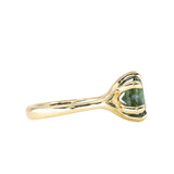 2.57ct Untreated Australian Teal Sapphire Low Profile Split Shank Six Prong Ring in 18k Yellow Gold