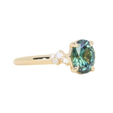 1.64ct Teal Blue Oval Montana Sapphire and Diamond Starry Night Stackable Solitaire in 14k Yellow Gold