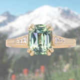2.60ct Elongated Cushion Cut Untreated Madagascar Sapphire and Diamond Vintage Cathedral Double Prong Ring in 14k Yellow Gold