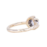 2.03ct Rosecut Salt and Pepper Diamond 6-Prong Low Profile Ring with Evergreen Carved Band in 14K Yellow Gold