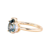 2.33ct Untreated Pear Montana Sapphire and Diamond Asymmetrical Cluster Ring in 18k Yellow Gold