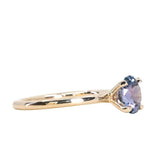 1.29ct Precision Cut Purple Grey Montana Sapphire Four Prong Classic Solitaire in 14k Yellow Gold